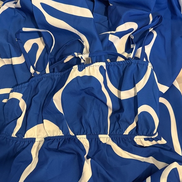 Commense Printed Back Tie Detail Blue Dress - Picture 6 of 6